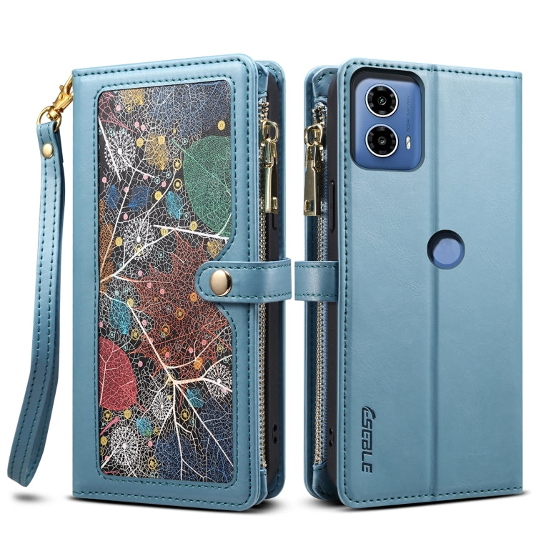 For Motorola Moto G04 / G24 ESEBLE Star Series Lanyard Zipper Wallet RFID Leather Case(Blue) - free shipping - PMC TechLife - Order now!