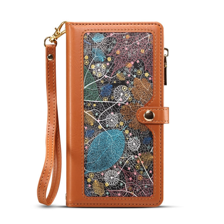 For Motorola Moto G34 ESEBLE Star Series Lanyard Zipper Wallet RFID Leather Case(Brown) - Motorola Cases by ESEBLE | Online Shopping South Africa | PMC TechLife | Buy Now Pay Later Mobicred