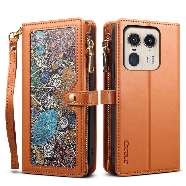 For Motorola Edge 50 Ultra ESEBLE Star Series Lanyard Zipper Wallet RFID Leather Case(Brown) - Motorola Cases by ESEBLE | Online Shopping South Africa | PMC TechLife | Buy Now Pay Later Mobicred