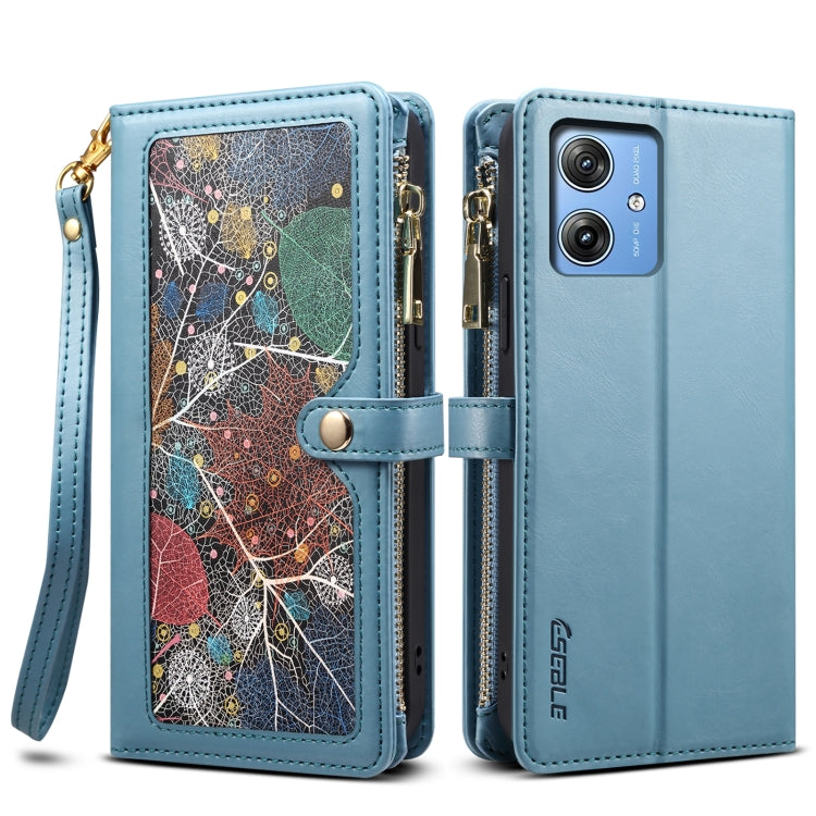 For Motorola Moto G54 5G Global ESEBLE Star Series Lanyard Zipper Wallet RFID Leather Case(Blue) - free shipping - PMC TechLife - Order now!