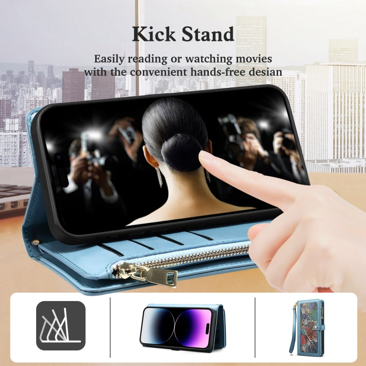 For Motorola Moto G54 5G Global ESEBLE Star Series Lanyard Zipper Wallet RFID Leather Case(Blue) - free shipping - PMC TechLife - Order now!