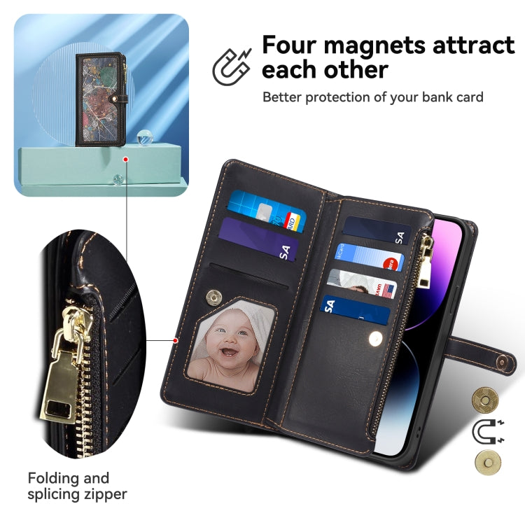 For Motorola Moto G54 5G Global ESEBLE Star Series Lanyard Zipper Wallet RFID Leather Case(Black) - Motorola Cases by ESEBLE | Online Shopping South Africa | PMC TechLife | Buy Now Pay Later Mobicred
