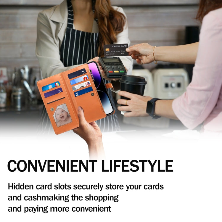 For Motorola Moto G34 5G / G45 5G ESEBLE Star Series Lanyard Zipper Wallet RFID Leather Case(Brown) - Motorola Cases by ESEBLE | Online Shopping South Africa | PMC TechLife | Buy Now Pay Later Mobicred