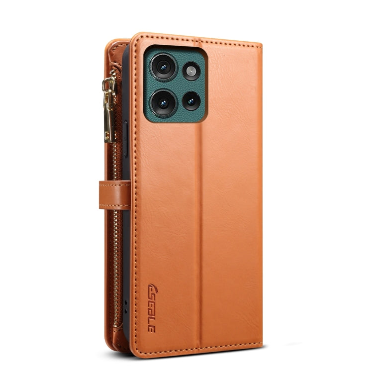 For Motorola Moto G75 5G ESEBLE Star Series Lanyard Zipper Wallet RFID Leather Case(Brown) - Motorola Cases by ESEBLE | Online Shopping South Africa | PMC TechLife | Buy Now Pay Later Mobicred