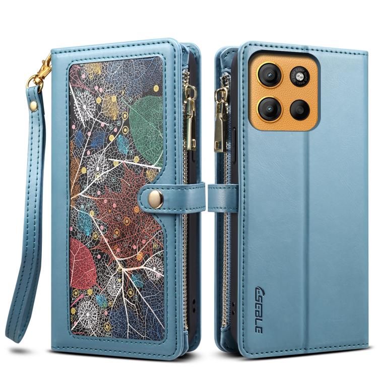 For Motorola Moto G15 ESEBLE Star Series Lanyard Zipper Wallet RFID Leather Case(Blue) - Motorola Cases by ESEBLE | Online Shopping South Africa | PMC TechLife | Buy Now Pay Later Mobicred