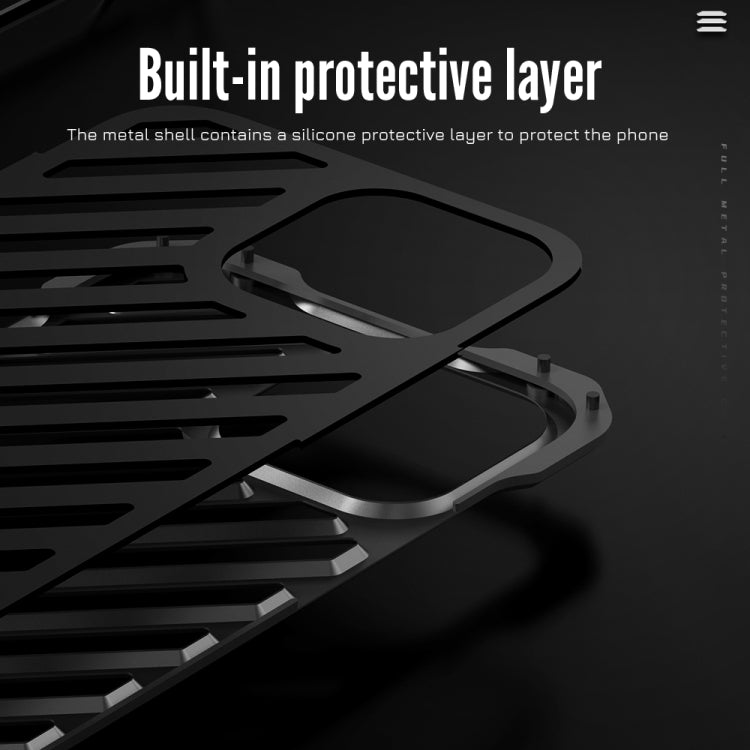 For iPhone 15 R-JUST RJ-50 Hollow Breathable Armor Metal Phone Case(Space Grey) - iPhone 15 Cases by R-JUST | Online Shopping South Africa | PMC TechLife | Buy Now Pay Later Mobicred