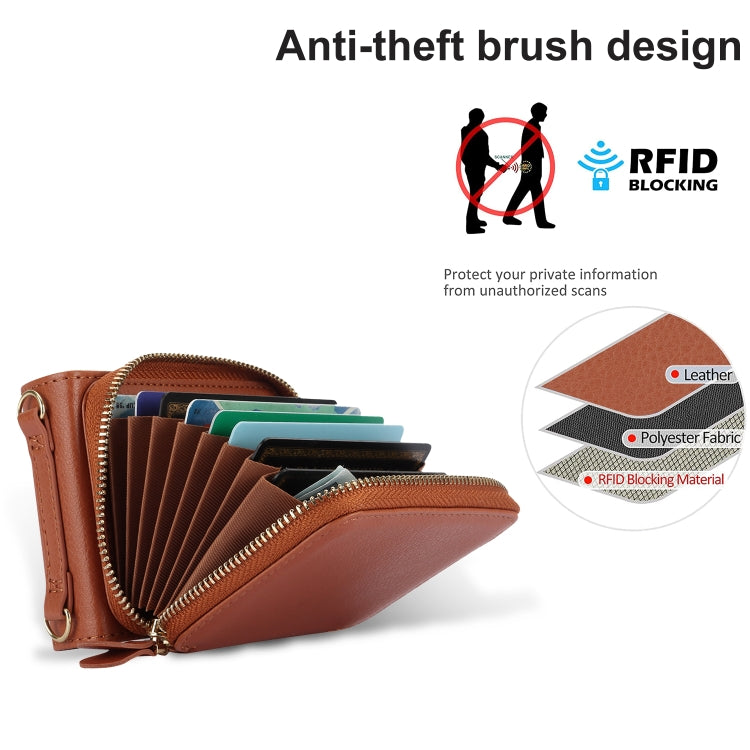For Motorola Razr 40 Ultra Long and Short Lanyard Zipper Card Slot Foldable Phone Case(Brown) - Motorola Cases by PMC TechLife | Online Shopping South Africa | PMC TechLife | Buy Now Pay Later Mobicred