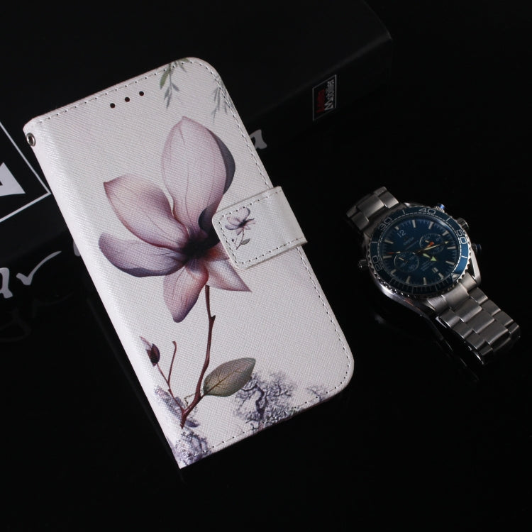 For Motorola Moto G Play 4G 2024 Coloured Drawing Flip Leather Phone Case(Magnolia) - Motorola Cases by PMC Jewellery | Online Shopping South Africa | PMC Jewellery | Buy Now Pay Later Mobicred
