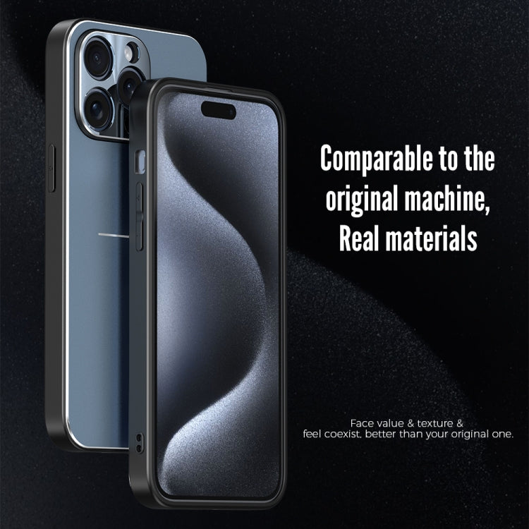 For iPhone 15 R-JUST RJ52 3-Line Style Metal TPU Shockproof Phone Case(Blue) - free shipping - PMC TechLife - Order now!