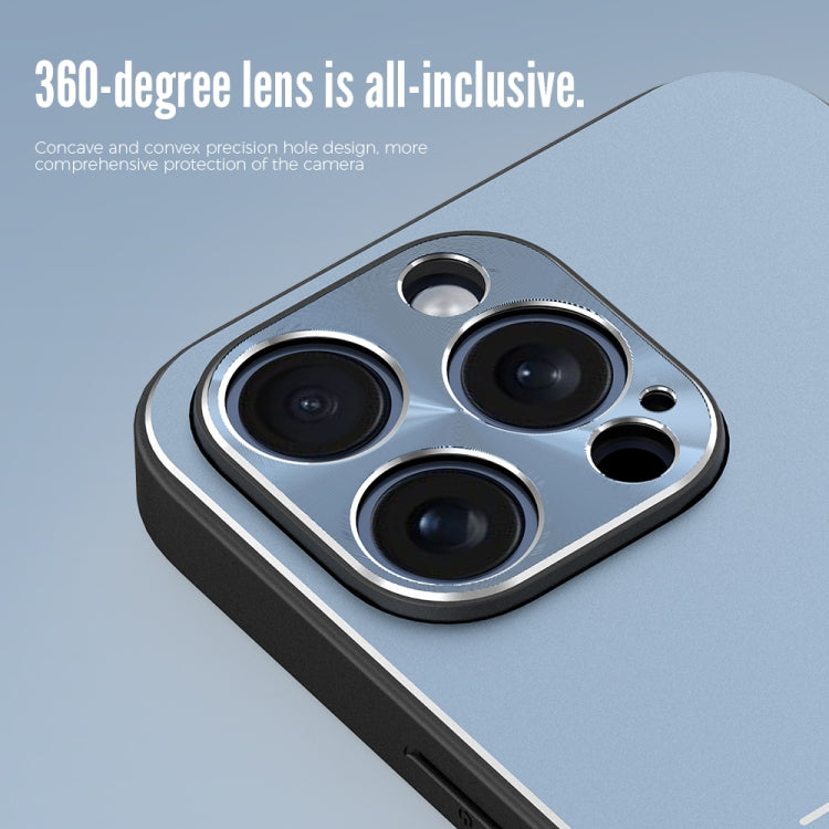 For iPhone 15 R-JUST RJ52 3-Line Style Metal TPU Shockproof Phone Case(Blue) - free shipping - PMC TechLife - Order now!