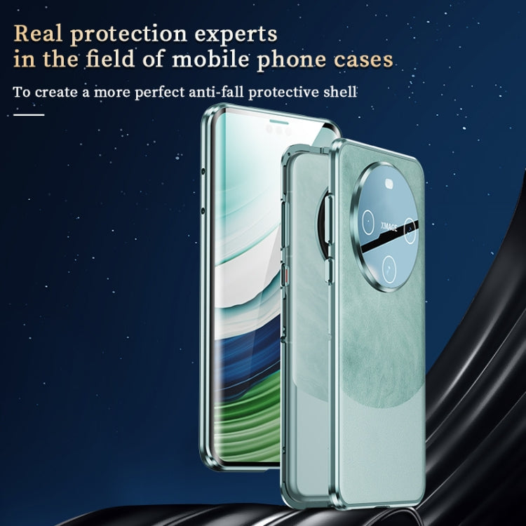 For Huawei Mate 60 Pro Double-sided Plain Leather Glass Phone Case(Purple) - Huawei Cases by PMC TechLife | Online Shopping South Africa | PMC TechLife | Buy Now Pay Later Mobicred
