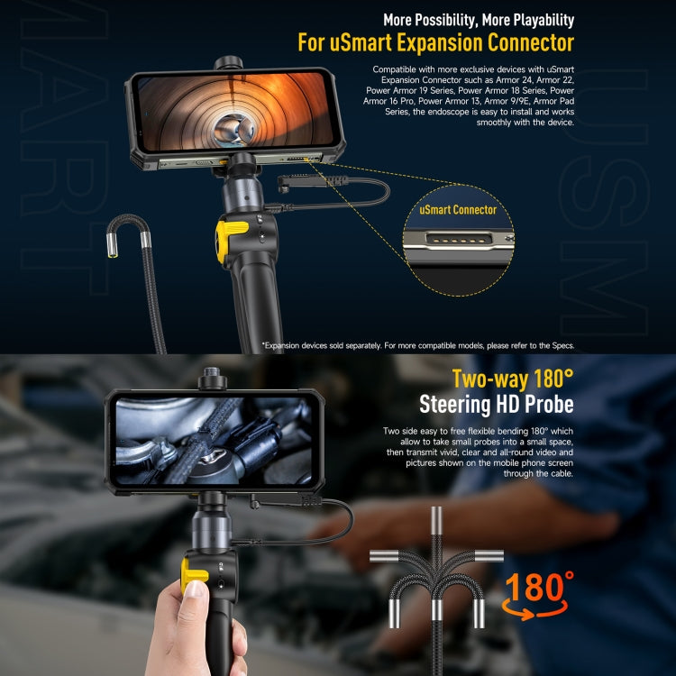 Ulefone uSmart E03 Rotatable Endoscope IP67 Waterproof for Armor 24 / 21 / 19 / 18T / 18T Ultra / Armor Pad(Black) - free shipping - PMC TechLife - Order now!