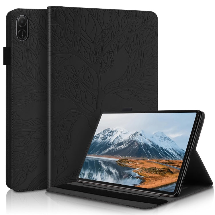 For Honor Pad X8a Tree Life Series Embossed Leather Tablet Case(Black) - Honor by PMC TechLife | Online Shopping South Africa | PMC TechLife | Buy Now Pay Later Mobicred