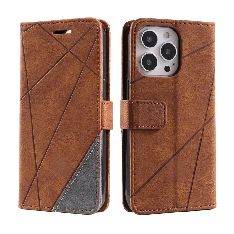 For iPhone 16 Pro Skin Feel Splicing Leather Phone Case(Brown) - iPhone 16 Pro Cases by PMC TechLife | Online Shopping South Africa | PMC TechLife | Buy Now Pay Later Mobicred