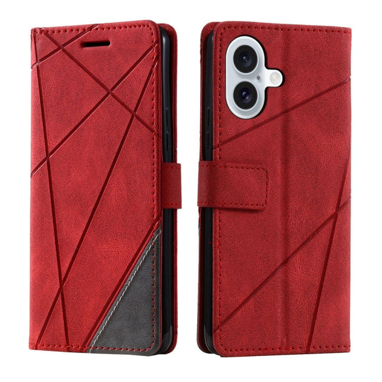 For iPhone 16 Plus Skin Feel Splicing Leather Phone Case(Red) - iPhone 16 Plus Cases by PMC TechLife | Online Shopping South Africa | PMC TechLife | Buy Now Pay Later Mobicred