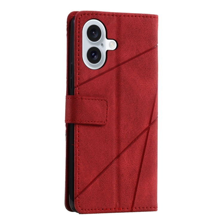 For iPhone 16 Plus Skin Feel Splicing Leather Phone Case(Red) - iPhone 16 Plus Cases by PMC TechLife | Online Shopping South Africa | PMC TechLife | Buy Now Pay Later Mobicred