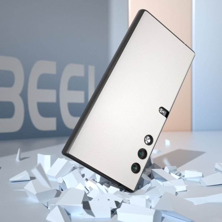 For Honor V Purse ABEEL Genuine Leather Elegant Black Edge Phone Case(White) - Honor Cases by PMC TechLife | Online Shopping South Africa | PMC TechLife | Buy Now Pay Later Mobicred