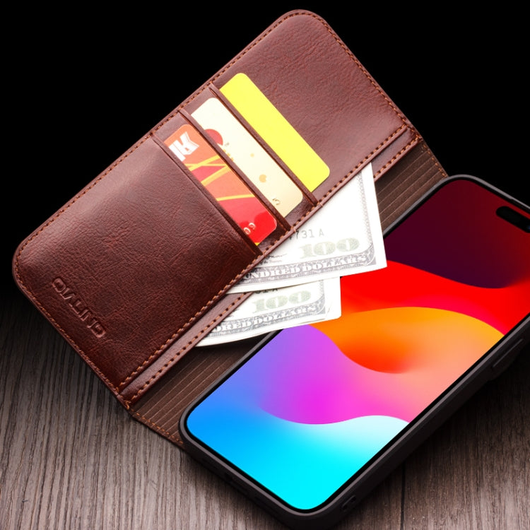 For iPhone 16 Pro Max QIALINO Classic Genuine Leather Phone Case(Black) - free shipping - PMC Jewellery - Order now!