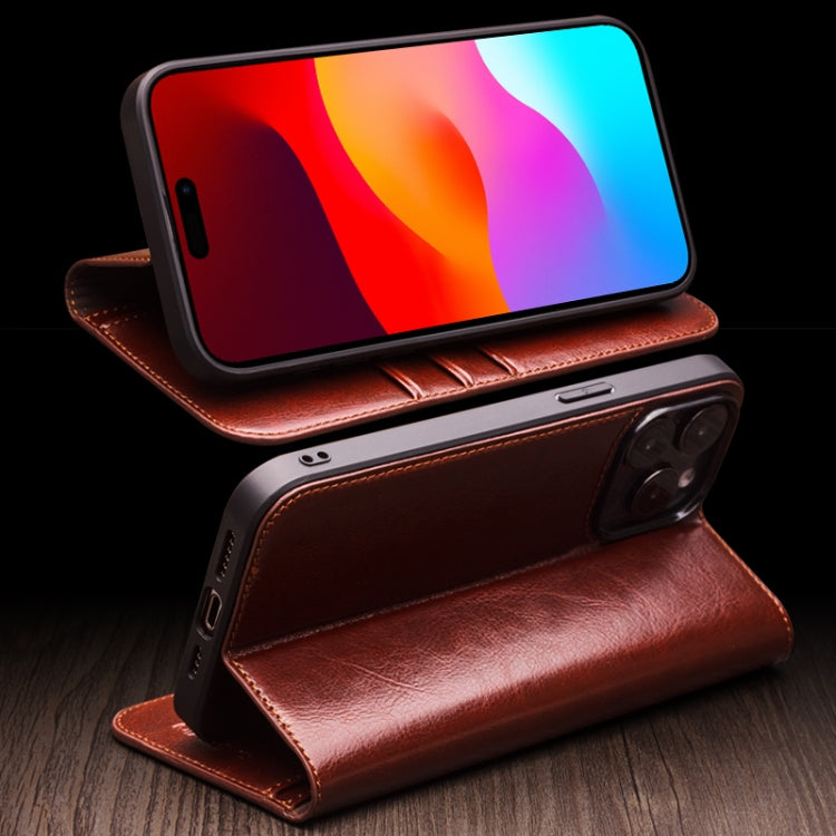 For iPhone 16 Pro Max QIALINO Classic Genuine Leather Phone Case(Black) - free shipping - PMC Jewellery - Order now!