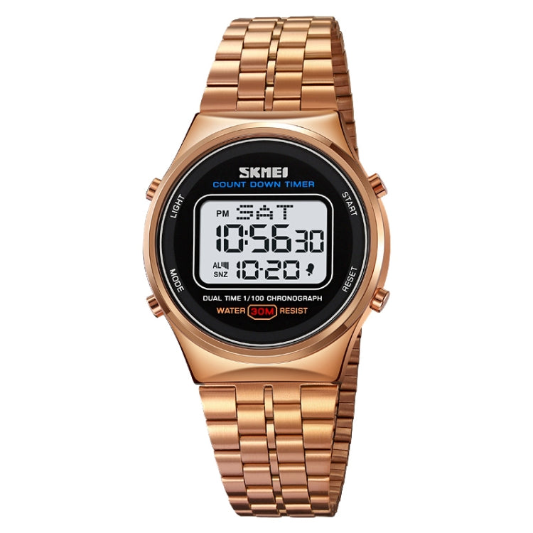 SKMEI 1882 Multifunctional Men 30M Waterproof Luminous Stainless Steel Digital Wrist Watch(Rose Gold White) - free shipping - PMC TechLife - Order now!