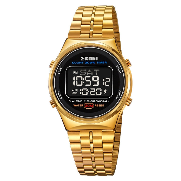 SKMEI 1882 Multifunctional Men 30M Waterproof Luminous Stainless Steel Digital Wrist Watch(Gold Black) - free shipping - PMC TechLife - Order now!