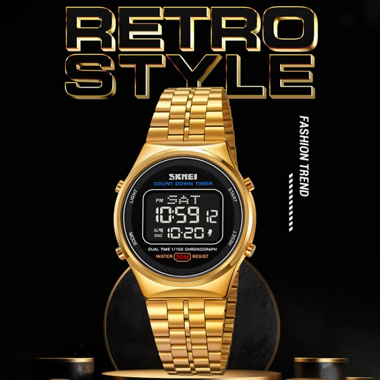 SKMEI 1882 Multifunctional Men 30M Waterproof Luminous Stainless Steel Digital Wrist Watch(Black White) - free shipping - PMC TechLife - Order now!