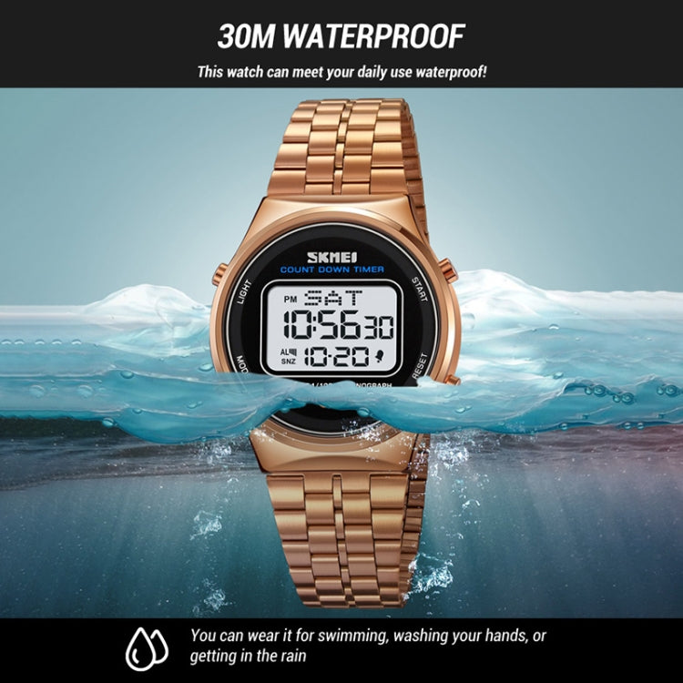 SKMEI 1882 Multifunctional Men 30M Waterproof Luminous Stainless Steel Digital Wrist Watch(Black White) - free shipping - PMC TechLife - Order now!