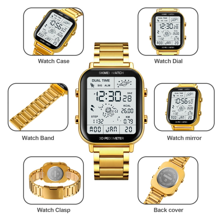 SKMEI 1888 Multifunctional Men 30M Waterproof Sports Stainless Steel Digital Wrist Watch(Black) - free shipping - PMC TechLife - Order now!