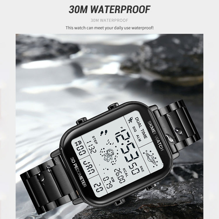 SKMEI 1888 Multifunctional Men 30M Waterproof Sports Stainless Steel Digital Wrist Watch(Black) - free shipping - PMC TechLife - Order now!
