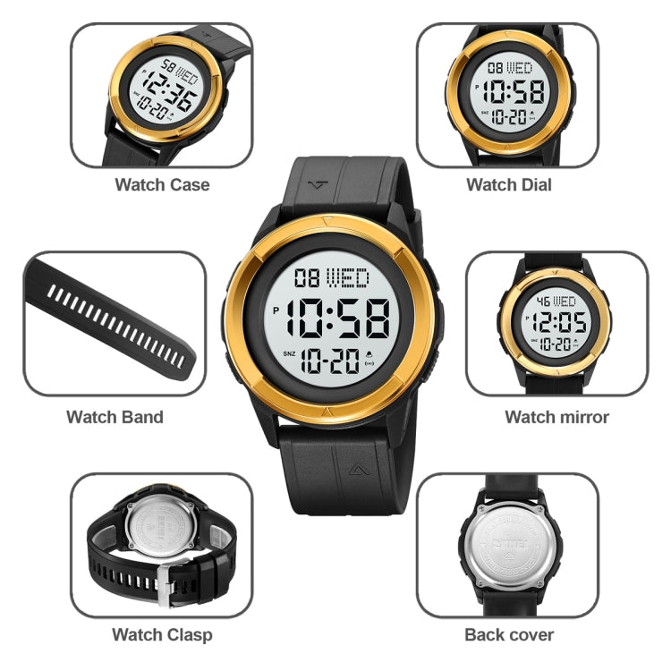 SKMEI 2047 Multifunctional Men 50M Waterproof Sports Digital Wrist Watch(Gold+White) - free shipping - PMC TechLife - Order now!