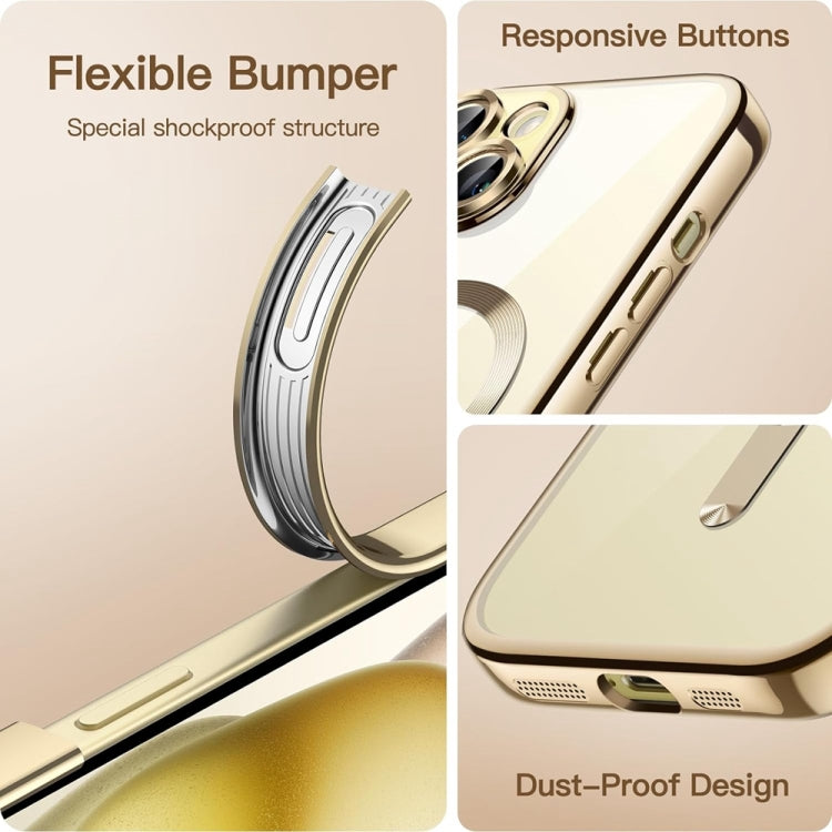For iPhone 14 Magsafe Magnetic Transparent Electroplated TPU Phone Case(Gold) - iPhone 14 Cases by PMC TechLife | Online Shopping South Africa | PMC TechLife