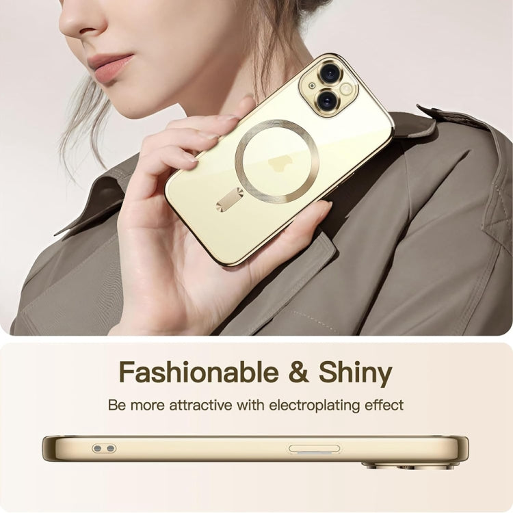 For iPhone 14 Magsafe Magnetic Transparent Electroplated TPU Phone Case(Gold) - iPhone 14 Cases by PMC TechLife | Online Shopping South Africa | PMC TechLife