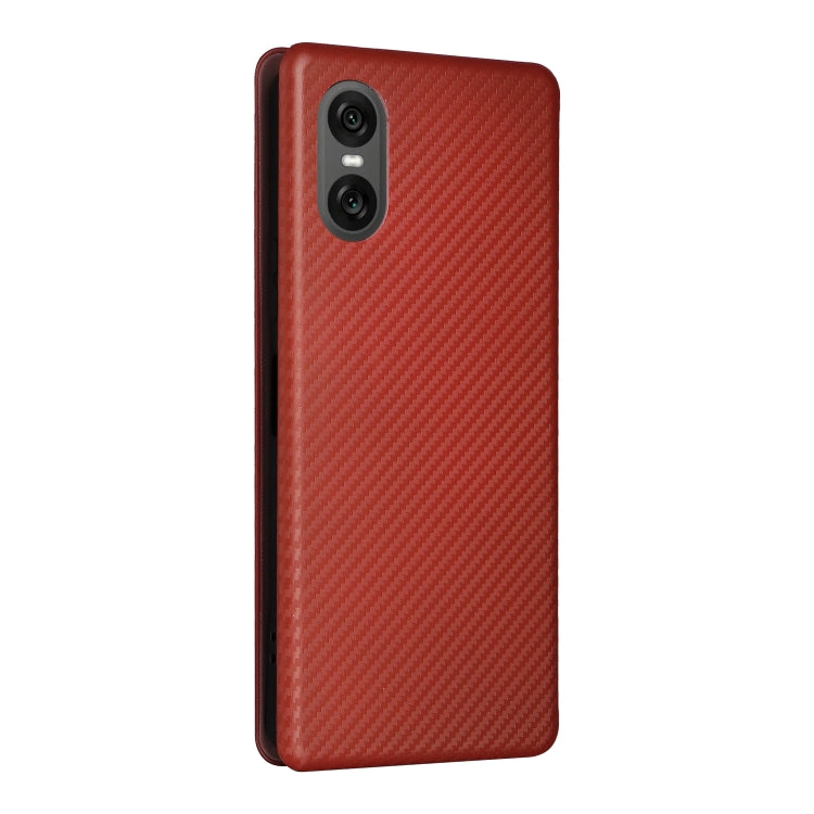 For Sony Xperia 10 VI 2024 Carbon Fiber Texture Flip Leather Phone Case(Brown) - Sony Cases by PMC Jewellery | Online Shopping South Africa | PMC Jewellery | Buy Now Pay Later Mobicred