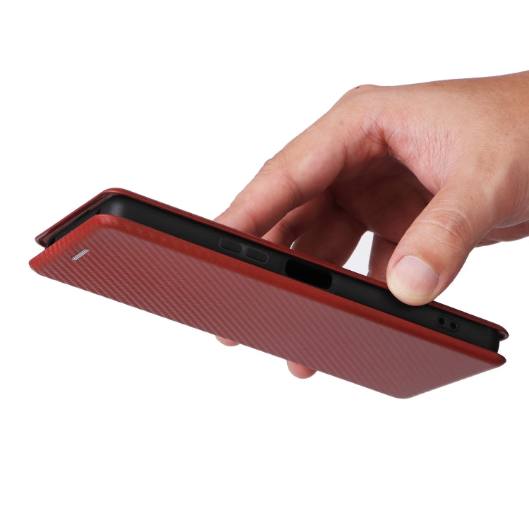 For Sony Xperia 10 VI 2024 Carbon Fiber Texture Flip Leather Phone Case(Brown) - Sony Cases by PMC Jewellery | Online Shopping South Africa | PMC Jewellery | Buy Now Pay Later Mobicred