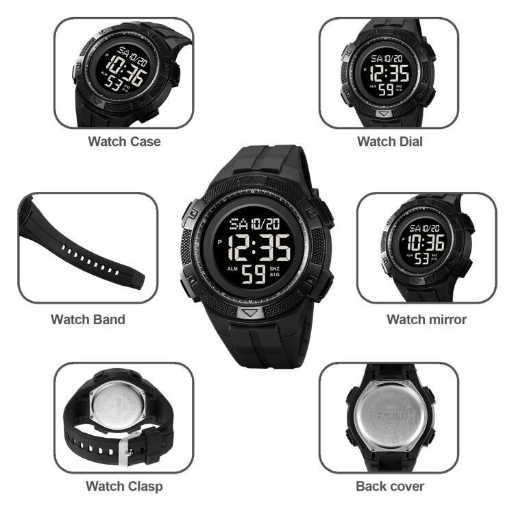 SKMEI 2078 Multifunctional Men 50M Waterproof Sports Fashion Digital Wrist Watch(Black Gold) - free shipping - PMC TechLife - Order now!