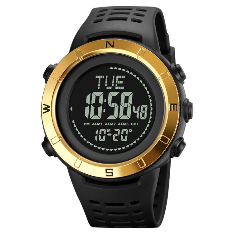 Shimei 2096 Multifunctional Men 50M Waterproof Compass Noctilucent Digital Wrist Watch(Gold) - free shipping - PMC TechLife - Order now!