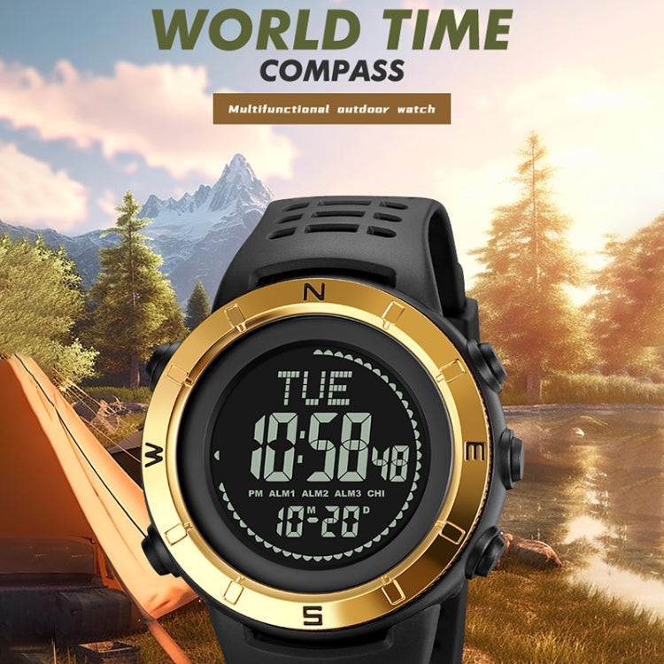 Shimei 2096 Multifunctional Men 50M Waterproof Compass Noctilucent Digital Wrist Watch(Black) - free shipping - PMC TechLife - Order now!