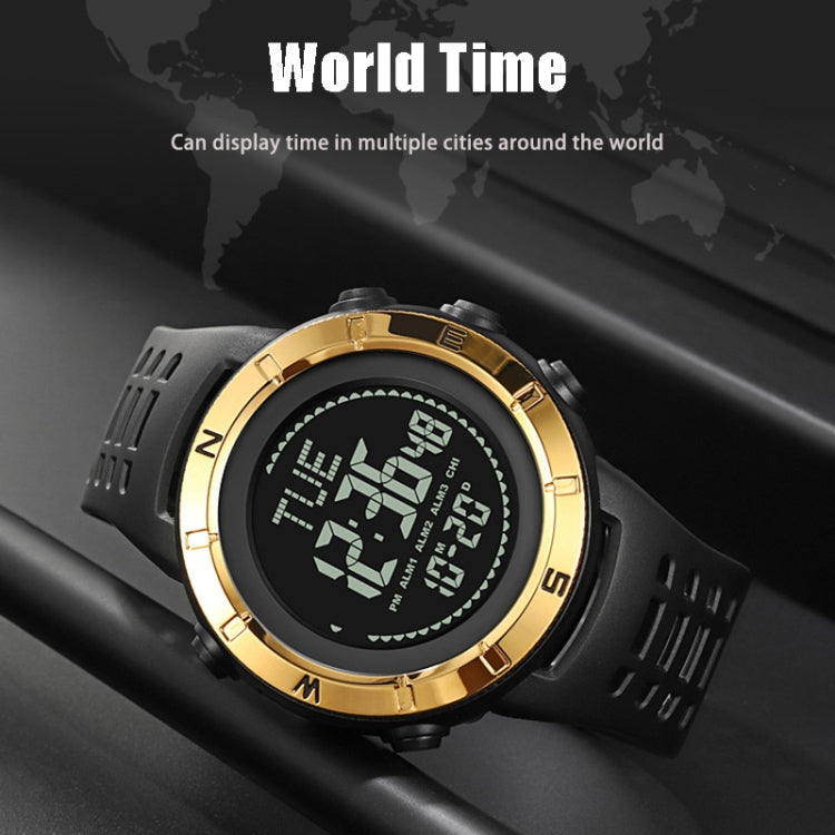 Shimei 2096 Multifunctional Men 50M Waterproof Compass Noctilucent Digital Wrist Watch(Gold) - free shipping - PMC TechLife - Order now!