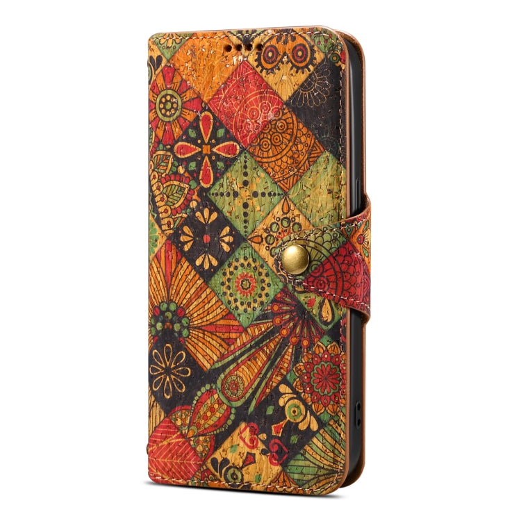 For iPhone 16 Pro Denior Flower Language Series Cork Fabric Oil Edge Leather Phone Case(Autumn) - free shipping - PMC Jewellery - Order now!