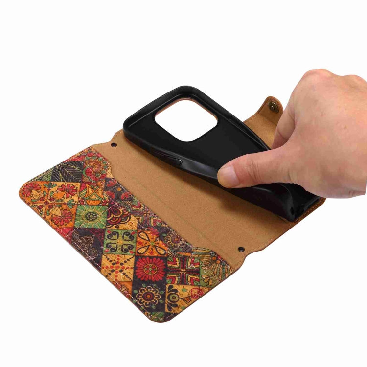 For iPhone 16 Plus Denior Flower Language Series Cork Fabric Oil Edge Leather Phone Case(Winter) - free shipping - PMC Jewellery - Order now!