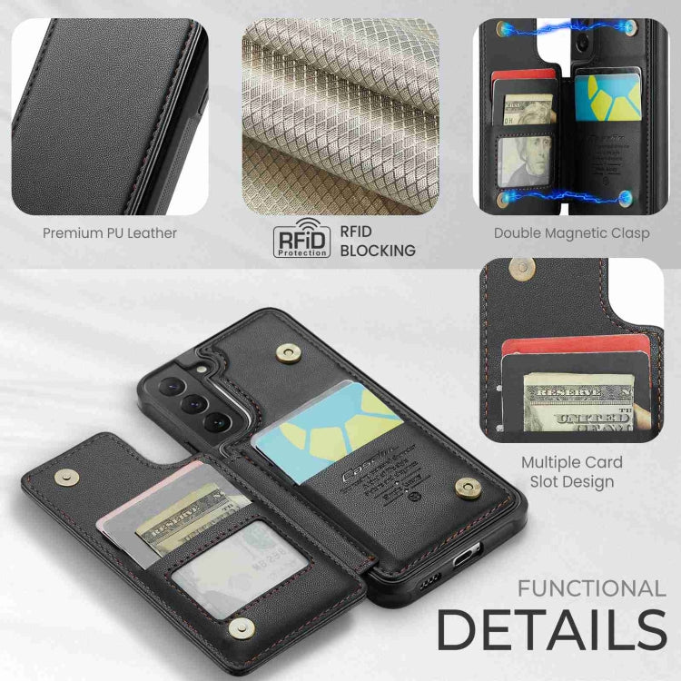For Samsung Galaxy S22 5G CaseMe C22 Card Slots Holder RFID Anti-theft Phone Case(Black) - free shipping - PMC Jewellery - Order now!