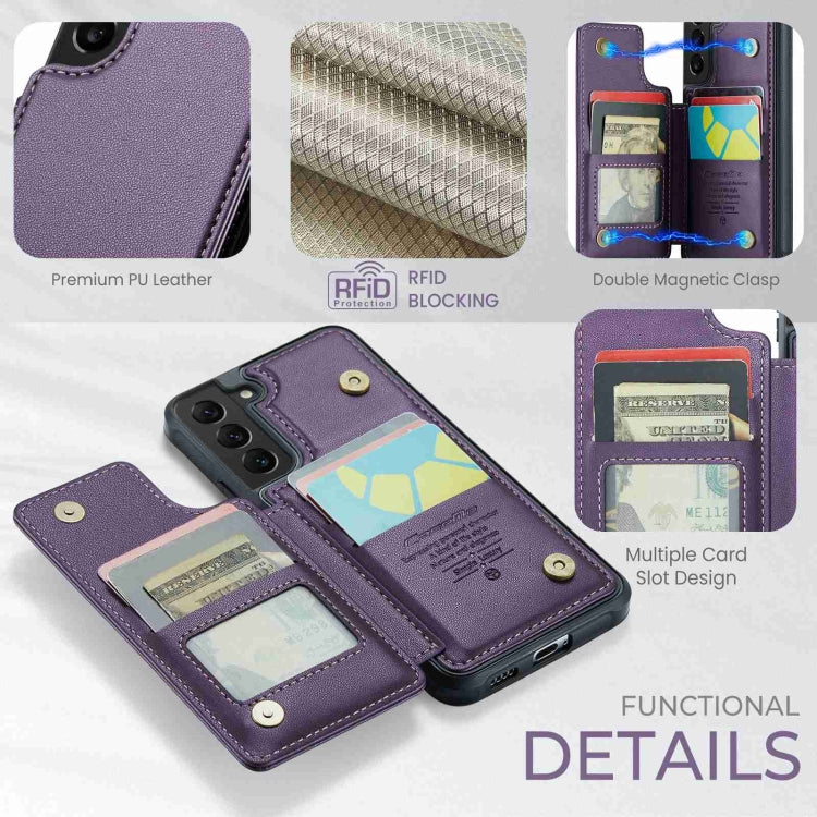 For Samsung Galaxy S22+ 5G CaseMe C22 Card Slots Holder RFID Anti-theft Phone Case(Purple) - free shipping - PMC Jewellery - Order now!