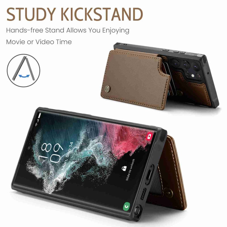 For Samsung Galaxy S22 Ultra 5G CaseMe C22 Card Slots Holder RFID Anti-theft Phone Case(Brown) - free shipping - PMC Jewellery - Order now!