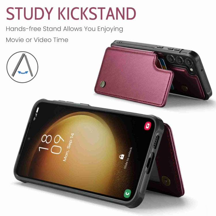 For Samsung Galaxy S23+ 5G CaseMe C22 Card Slots Holder RFID Anti-theft Phone Case(Wine Red) - free shipping - PMC Jewellery - Order now!