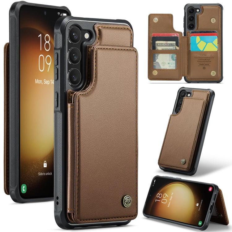 For Samsung Galaxy S23+ 5G CaseMe C22 Card Slots Holder RFID Anti-theft Phone Case(Brown) - free shipping - PMC Jewellery - Order now!
