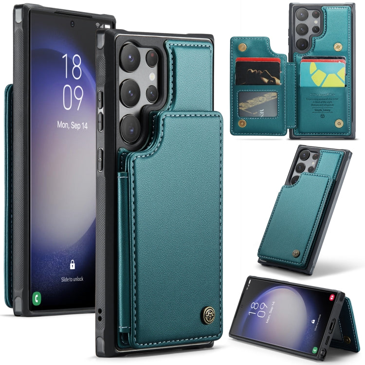 For Samsung Galaxy S23 Ultra 5G CaseMe C22 Card Slots Holder RFID Anti-theft Phone Case(Blue Green) - free shipping - PMC Jewellery - Order now!