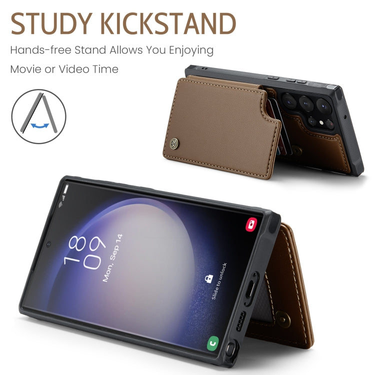 For Samsung Galaxy S23 Ultra 5G CaseMe C22 Card Slots Holder RFID Anti-theft Phone Case(Brown) - Galaxy S23 Ultra 5G Cases by CaseMe | Online Shopping South Africa | PMC Jewellery | Buy Now Pay Later Mobicred