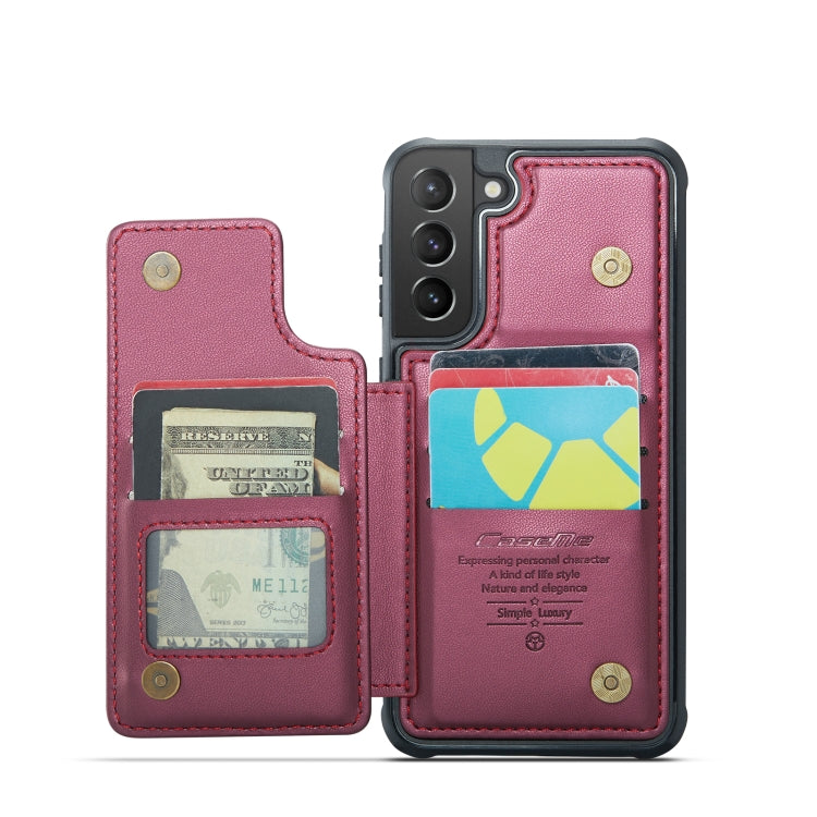 For Samsung Galaxy S21+ 5G CaseMe C22 Card Slots Holder RFID Anti-theft Phone Case(Wine Red) - free shipping - PMC Jewellery - Order now!
