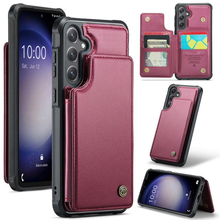 For Samsung Galaxy S23 FE 5G CaseMe C22 Card Slots Holder RFID Anti-theft Phone Case(Wine Red) - free shipping - PMC Jewellery - Order now!