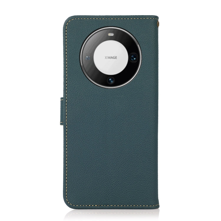 For Huawei Mate 60 Pro KHAZNEH Custer Genuine Leather RFID Phone Case(Green) - Huawei Cases by PMC TechLife | Online Shopping South Africa | PMC TechLife | Buy Now Pay Later Mobicred